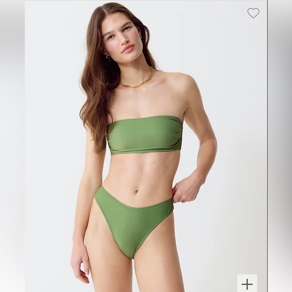 J.Crew Ruched bandeau bikini top & 90s high leg bottom
